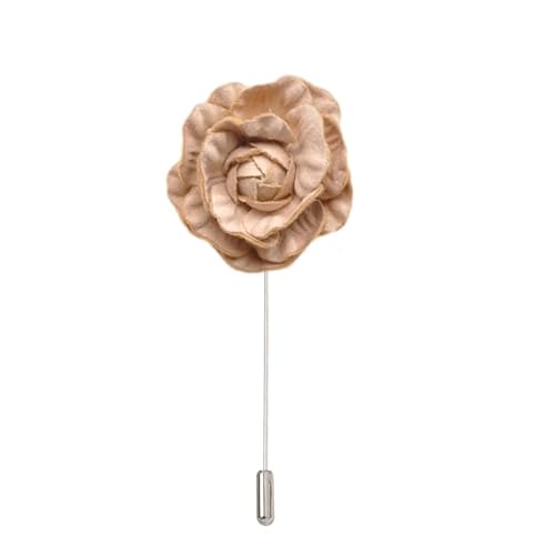 Satinblume Anstecknadel Anstecker Hochzeit Boutonn 7 * 10 cm 3 Stück weißer Samt Silber Satin Blume Anstecknadel Abzeichen Blume Rose Blume/Rose Anstecknadel Brosche Pin(Khaki) von DUBTEDHOU