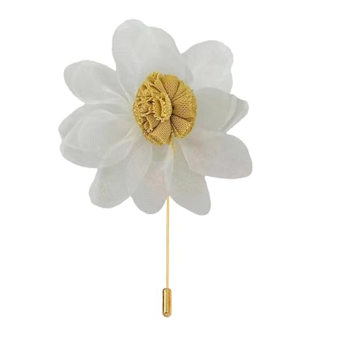 Satinblume Anstecknadel Anstecker Hochzeit Boutonn 7 * 10 cm 5/10 Stück Satin Blume Anstecknadel Abzeichen Blume Rose Blume/Rose Anstecknadel Brosche Pin Silber Gold Pin(Gold Pin) von DUBTEDHOU