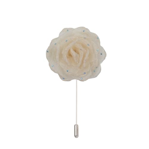Satinblume Anstecknadel Anstecker Hochzeit Boutonn 7 * 10CM 10/20PCS Strass Schwarz Chiffon Silber Satin Blume Anstecknadel Abzeichen Blume Rose Blume/Rose Anstecknadel Brosche Pin(Apricot) von DUBTEDHOU