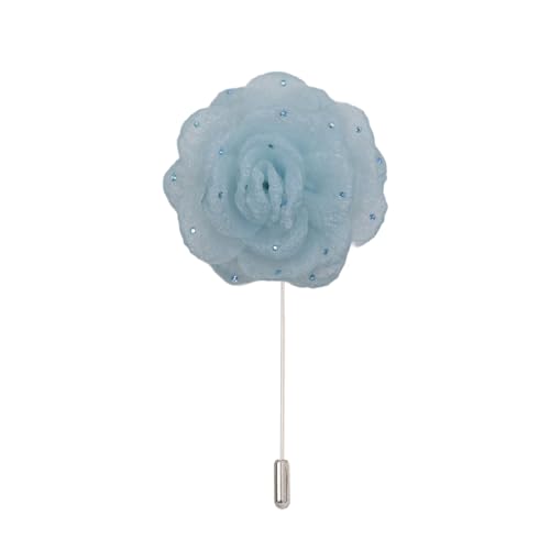 Satinblume Anstecknadel Anstecker Hochzeit Boutonn 7 * 10CM 10/20PCS Strass Schwarz Chiffon Silber Satin Blume Anstecknadel Abzeichen Blume Rose Blume/Rose Anstecknadel Brosche Pin(Blue) von DUBTEDHOU