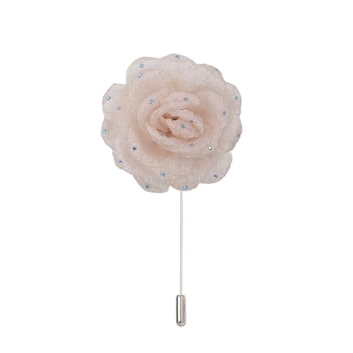Satinblume Anstecknadel Anstecker Hochzeit Boutonn 7 * 10CM 10/20PCS Strass Schwarz Chiffon Silber Satin Blume Anstecknadel Abzeichen Blume Rose Blume/Rose Anstecknadel Brosche Pin(Flesh Pink) von DUBTEDHOU