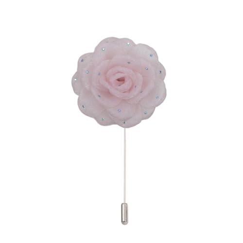 Satinblume Anstecknadel Anstecker Hochzeit Boutonn 7 * 10CM 10/20PCS Strass Schwarz Chiffon Silber Satin Blume Anstecknadel Abzeichen Blume Rose Blume/Rose Anstecknadel Brosche Pin(Light Pink) von DUBTEDHOU