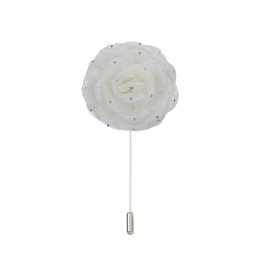 Satinblume Anstecknadel Anstecker Hochzeit Boutonn 7 * 10CM 10/20PCS Strass Schwarz Chiffon Silber Satin Blume Anstecknadel Abzeichen Blume Rose Blume/Rose Anstecknadel Brosche Pin(Off White) von DUBTEDHOU