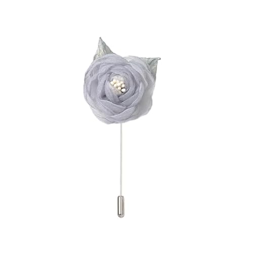 Satinblume Anstecknadel Anstecker Hochzeit Boutonn 7 * 10CM 2PCS Pfirsich Rosa Silber Satin Blume Anstecknadel Abzeichen Blume Rose Blume/Rose Anstecknadel Brosche Pin(Grey) von DUBTEDHOU