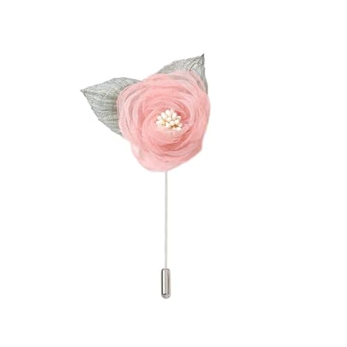 Satinblume Anstecknadel Anstecker Hochzeit Boutonn 7 * 10CM 2PCS Pfirsich Rosa Silber Satin Blume Anstecknadel Abzeichen Blume Rose Blume/Rose Anstecknadel Brosche Pin(Pink) von DUBTEDHOU
