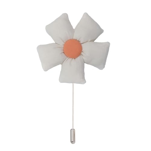 Satinblume Anstecknadel Anstecker Hochzeit Boutonn 7 * 11 cm 4/8 Stück Schwarz Blau Fünfblättrige Blume Silber Satin Blume Anstecknadel Abzeichen Blume Rose Blume/Rose Anstecknadel Brosche Pin(White) von DUBTEDHOU