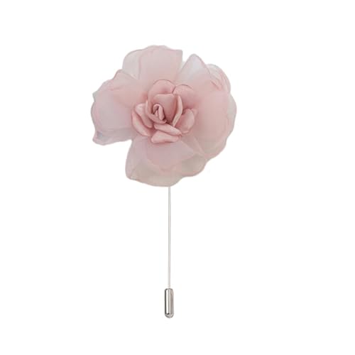 Satinblume Anstecknadel Anstecker Hochzeit Boutonn 7 * 11CM 3/6PCS Silber Satin Blume Anstecknadel Abzeichen Blume Rose Blume/Rose Anstecknadel Brosche Pin(Pink) von DUBTEDHOU