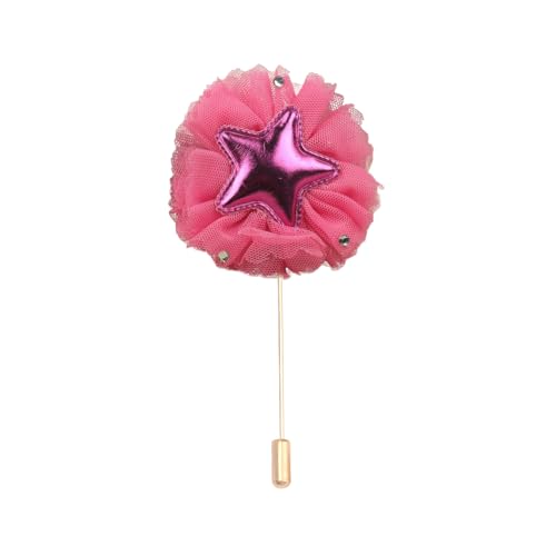 Satinblume Anstecknadel Anstecker Hochzeit Boutonn 7 * 11CM 50/25 STÜCKE Stern Gold Tuch Chiffon Blume Anstecknadel Abzeichen Mit Gold Pin Blume Blume Anstecknadel Brosche Pin for Frauen(1# Rose Pink) von DUBTEDHOU