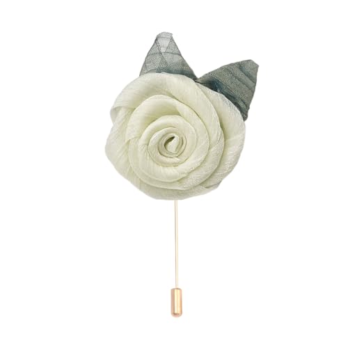 Satinblume Anstecknadel Anstecker Hochzeit Boutonn 7 * 11CM 6/10PCS Rosa Rose Gold Stoff Baumwolle Blume Anstecknadel Abzeichen Mit Gold Pin Blume Blume Anstecknadel Brosche Pin(Off white) von DUBTEDHOU