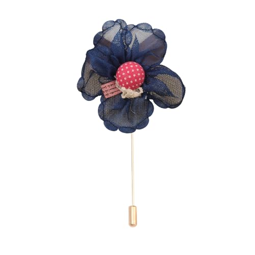 Satinblume Anstecknadel Anstecker Hochzeit Boutonn 8 * 12CM 50/25PCS Rote Kamelie Gold Tuch Chiffon Blume Anstecknadel Abzeichen Mit Gold Pin Blume Blume Anstecknadel Brosche Pin(Navy) von DUBTEDHOU