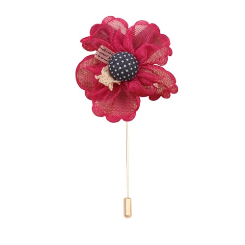 Satinblume Anstecknadel Anstecker Hochzeit Boutonn 8 * 12CM 50/25PCS Rote Kamelie Gold Tuch Chiffon Blume Anstecknadel Abzeichen Mit Gold Pin Blume Blume Anstecknadel Brosche Pin(Red) von DUBTEDHOU