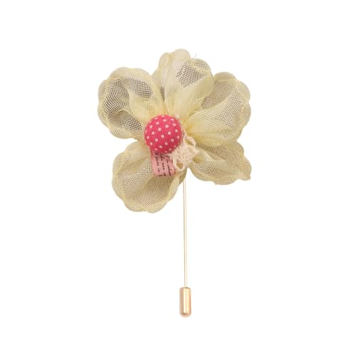 Satinblume Anstecknadel Anstecker Hochzeit Boutonn 8 * 12CM 50/25PCS Rote Kamelie Gold Tuch Chiffon Blume Anstecknadel Abzeichen Mit Gold Pin Blume Blume Anstecknadel Brosche Pin(Yellow) von DUBTEDHOU