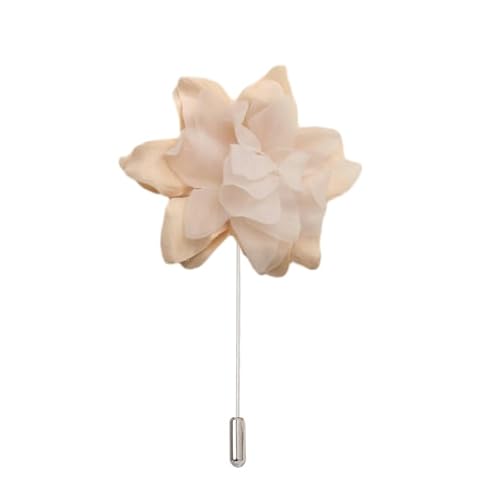 Satinblume Anstecknadel Anstecker Hochzeit Boutonn 9 * 10 cm 3 Stück Beige/Marineblau Silber Satin Blume Anstecknadel Abzeichen Blume Rose Blume/Rose Anstecknadel Brosche Pin(Beige) von DUBTEDHOU