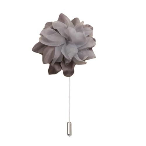 Satinblume Anstecknadel Anstecker Hochzeit Boutonn 9 * 10 cm 3 Stück Beige/Marineblau Silber Satin Blume Anstecknadel Abzeichen Blume Rose Blume/Rose Anstecknadel Brosche Pin(Gray) von DUBTEDHOU