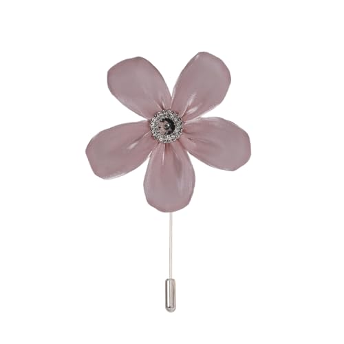 Satinblume Anstecknadel Anstecker Hochzeit Boutonn 9 * 10 cm 5 Stück Himmelblau Glitzer Silber Satin Blume Anstecknadel Abzeichen Blume Rose Blume/Rose Anstecknadel Brosche Pin(Light Pink) von DUBTEDHOU