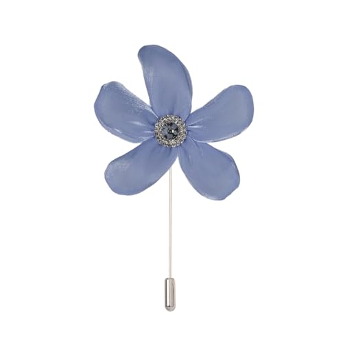 Satinblume Anstecknadel Anstecker Hochzeit Boutonn 9 * 10 cm 5 Stück Himmelblau Glitzer Silber Satin Blume Anstecknadel Abzeichen Blume Rose Blume/Rose Anstecknadel Brosche Pin(Sky Blue) von DUBTEDHOU