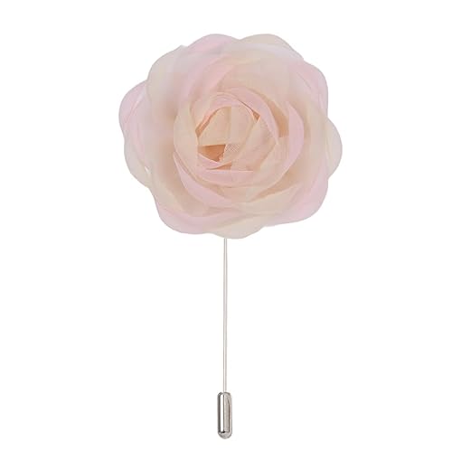 Satinblume Anstecknadel Anstecker Hochzeit Boutonn 9 * 10CM 5/10PCS Chiffon Silber Satin Blume Anstecknadel Abzeichen Blume Rose Blume/Rose Anstecknadel Brosche Pin(Korean Powder) von DUBTEDHOU