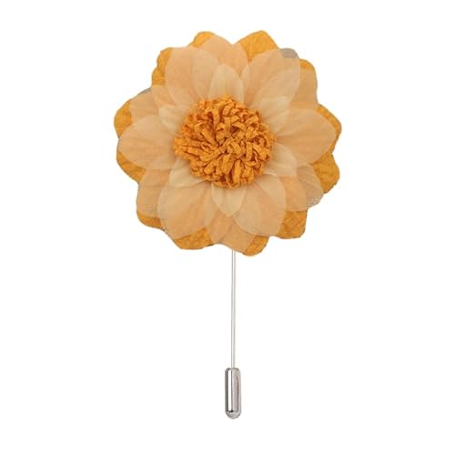 Satinblume Anstecknadel Anstecker Hochzeit Boutonn 9 * 10CM Salbeigrün Silber Satin Blume Anstecknadel Abzeichen Blume Rose Blume/Rose Anstecknadel Brosche Pin(Ginger,6PCS) von DUBTEDHOU
