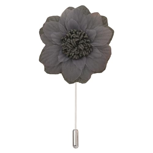 Satinblume Anstecknadel Anstecker Hochzeit Boutonn 9 * 10CM Salbeigrün Silber Satin Blume Anstecknadel Abzeichen Blume Rose Blume/Rose Anstecknadel Brosche Pin(Grey,6PCS) von DUBTEDHOU