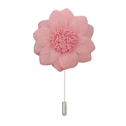 Satinblume Anstecknadel Anstecker Hochzeit Boutonn 9 * 10CM Salbeigrün Silber Satin Blume Anstecknadel Abzeichen Blume Rose Blume/Rose Anstecknadel Brosche Pin(Pink,3PCS) von DUBTEDHOU