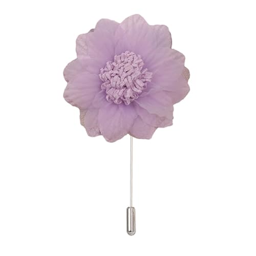 Satinblume Anstecknadel Anstecker Hochzeit Boutonn 9 * 10CM Salbeigrün Silber Satin Blume Anstecknadel Abzeichen Blume Rose Blume/Rose Anstecknadel Brosche Pin(Purple,3PCS) von DUBTEDHOU
