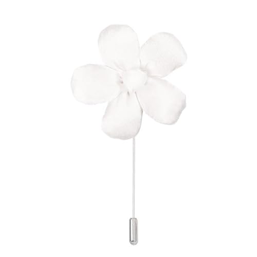 DUBTEDHOU Satinblume Anstecknadel Anstecker Hochzeit Boutonn 9 * 11CM 5/10PCS Grün Schwarz Silber Satin Blume Anstecknadel Abzeichen Blume Rose Blume/Rose Anstecknadel Brosche Pin(Milk White) von DUBTEDHOU
