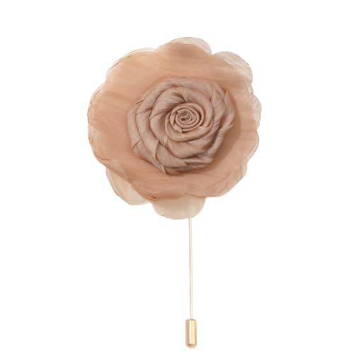Satinblume Anstecknadel Anstecker Hochzeit Boutonn 9 * 13CM 6/10PCS Rote Rose Rose Gold Stoff Chiffon Blume Anstecknadel Abzeichen Mit Gold Pin Blume Blume Anstecknadel Brosche Pin(Beige) von DUBTEDHOU