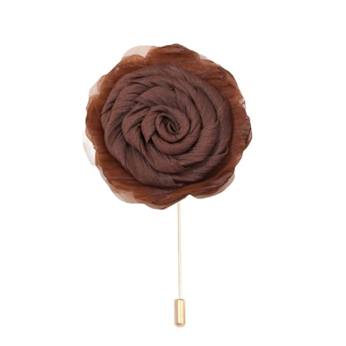 Satinblume Anstecknadel Anstecker Hochzeit Boutonn 9 * 13CM 6/10PCS Rote Rose Rose Gold Stoff Chiffon Blume Anstecknadel Abzeichen Mit Gold Pin Blume Blume Anstecknadel Brosche Pin(Deep coffee) von DUBTEDHOU