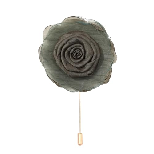 Satinblume Anstecknadel Anstecker Hochzeit Boutonn 9 * 13CM 6/10PCS Rote Rose Rose Gold Stoff Chiffon Blume Anstecknadel Abzeichen Mit Gold Pin Blume Blume Anstecknadel Brosche Pin(Green) von DUBTEDHOU