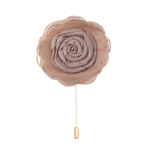 Satinblume Anstecknadel Anstecker Hochzeit Boutonn 9 * 13CM 6/10PCS Rote Rose Rose Gold Stoff Chiffon Blume Anstecknadel Abzeichen Mit Gold Pin Blume Blume Anstecknadel Brosche Pin(Light coffee) von DUBTEDHOU