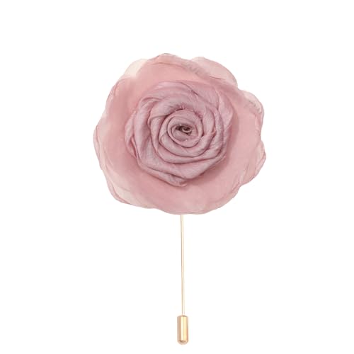 Satinblume Anstecknadel Anstecker Hochzeit Boutonn 9 * 13CM 6/10PCS Rote Rose Rose Gold Stoff Chiffon Blume Anstecknadel Abzeichen Mit Gold Pin Blume Blume Anstecknadel Brosche Pin(Pink) von DUBTEDHOU