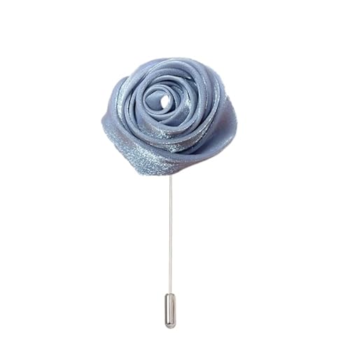 Satinblume Anstecknadel Anstecker Hochzeit Boutonn 9 * 3CM 6/12PCS Silber Rose Silber Satin Blume Anstecknadel Abzeichen Blume Rose Blume/Rose Anstecknadel Brosche Pin(Light grey) von DUBTEDHOU