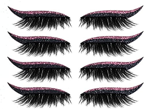 2023 Neue wiederverwendbare Eyeliner und Wimpern Sticker 2 in 1 Glitter Fake Eyelashes Eyeliner Sticker Natürliche & Wasserfeste Wimpern Sticker Einfach aufzusetzen für Frauen Make Up von DUBUSH