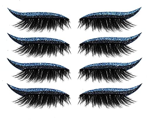 2023 Neue wiederverwendbare Eyeliner und Wimpern Sticker 2 in 1 Glitter Fake Eyelashes Eyeliner Sticker Natürliche & Wasserfeste Wimpern Sticker Einfach aufzusetzen für Frauen Make Up von DUBUSH