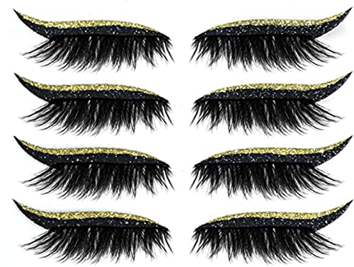 2023 Neue wiederverwendbare Eyeliner und Wimpern Sticker 2 in 1 Glitter Fake Eyelashes Eyeliner Sticker Natürliche & Wasserfeste Wimpern Sticker Einfach aufzusetzen für Frauen Make Up von DUBUSH