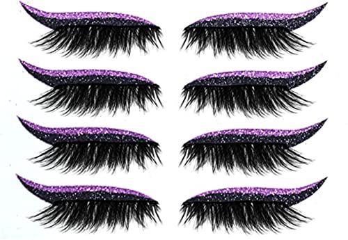 2023 Neue wiederverwendbare Eyeliner und Wimpern Sticker 2 in 1 Glitter Fake Eyelashes Eyeliner Sticker Natürliche & Wasserfeste Wimpern Sticker Einfach aufzusetzen für Frauen Make Up von DUBUSH