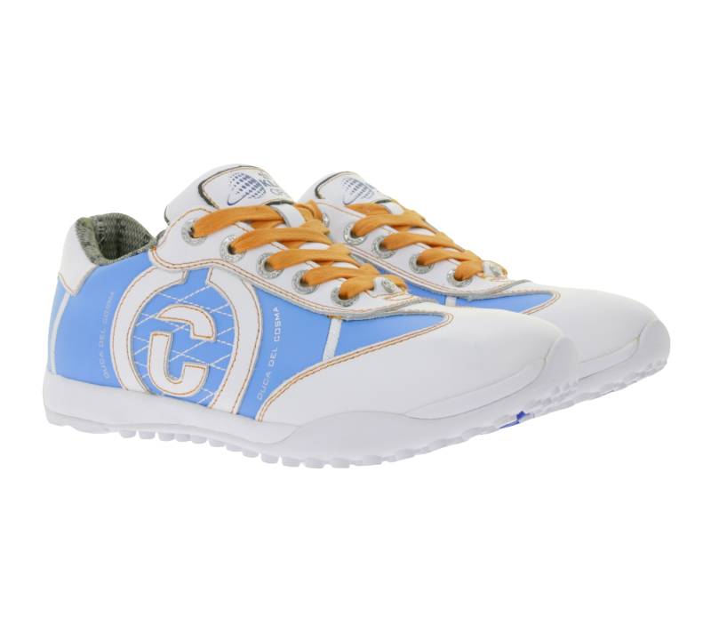 DUCA DEL COSMA Klm Open Unisex Golf-Schuhe mit Bootie-System Echtleder-Schuhe Sport-Schuhe 120981-20 Weiß/Blau von DUCA DEL COSMA