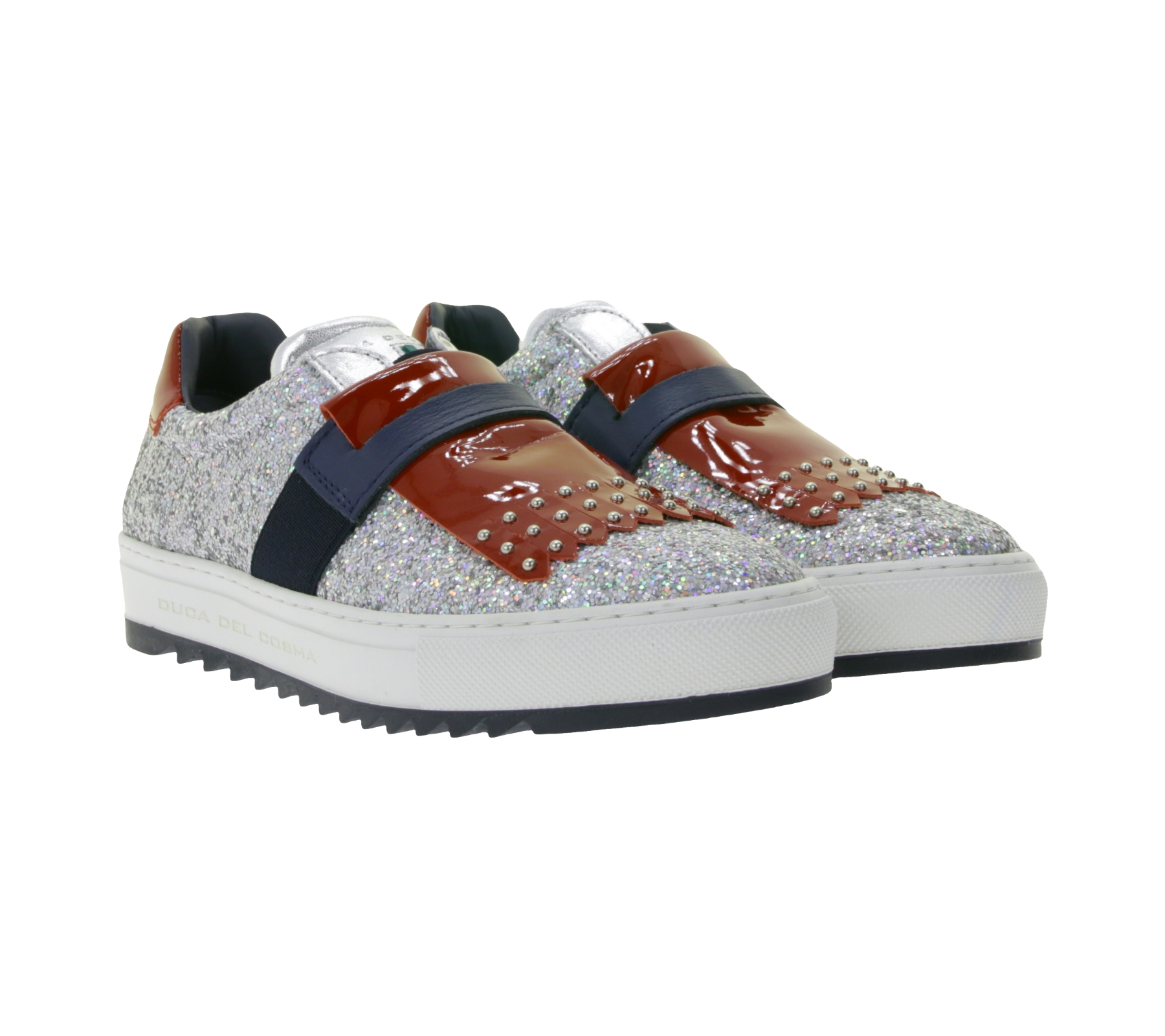 DUCA DEL COSMA Pine Damen Echtleder-Schuhe mit Lackleder glitzernde Alltags-Schuhe 150591-61 Silber/Blau/Rot DUCA DEL COSMA Pine Damen Echtleder-Schuhe mit Lackleder glitzernde Alltags-Schuhe 150591-61 Silber/Blau/Rot von DUCA DEL COSMA
