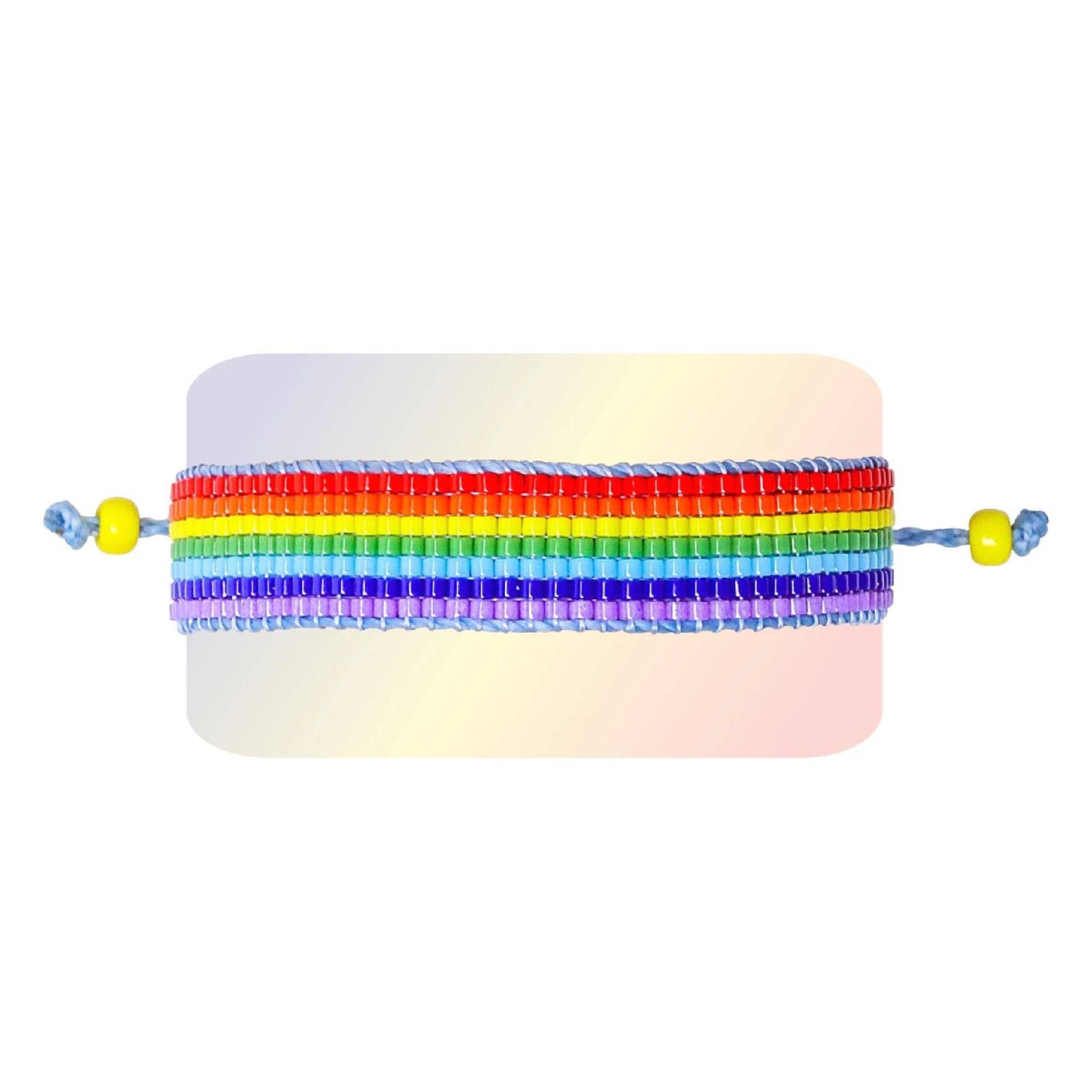 Regenbogen Perlen Kinder Armband. Miyuki Glasperlen Wachsschnur Wasserdicht Einstellbar Freundschafts-Armband. Geschenk Für Kinder Regenbogen Perlen Kinder Armband. Miyuki Glasperlen Wachsschnur Wasserdicht Einstellbar Freundschafts-Armband. Geschenk Für Kinder von DUCKYSTREET