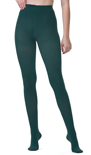 DUCMODA Bequeme Damen Strumpfhose Weicher Mikrofaser Langlebige Strumpfhosen Matte Optik 60D Farbige Damenstrumpfhose Dunkel Grün,L von DUCMODA