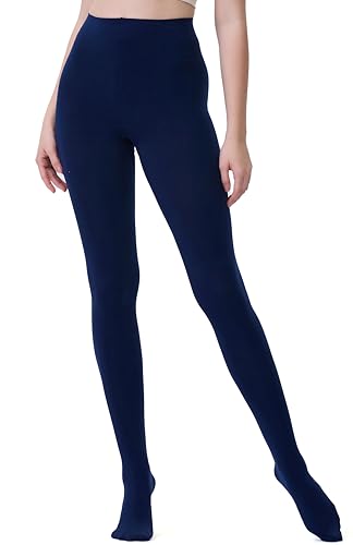 DUCMODA Bequeme Damen Strumpfhose Weicher Mikrofaser Langlebige Strumpfhosen Matte Optik 60D Farbige Damenstrumpfhose Marine Blau,S von DUCMODA