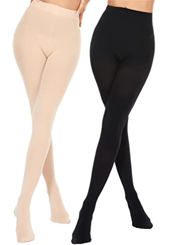 DUCMODA Damen Strumpfhose 80 DEN 29 Farben Elastisch Feinstrumpfhose Blickdicht Pantyhose Bunte Damenstrumpfhosen,Hautfarbe+Schwarz,M von DUCMODA