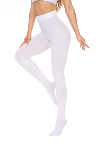 DUCMODA Damen 80 Denier Strumpfhosen Semi-Blickdicht Komfortbund Feinstrumpfhose Weiß M von DUCMODA