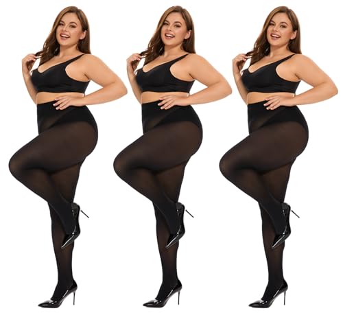 DUCMODA Damen Curvy Strumpfhose Große Größen Semi Blickdicht Strumpfhosen Plus Größen 4XL Oversize 3 Paar Schwarz DUCMODA Damen Curvy Strumpfhose Große Größen Semi Blickdicht Strumpfhosen Plus Größen 4XL Oversize 3 Paar Schwarz von DUCMODA