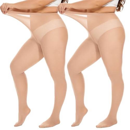 DUCMODA Damen Curvy Strumpfhose Große Größen Semi Blickdicht Strumpfhosen Plus Größen XXL Oversize 2er Pack Beige DUCMODA Damen Curvy Strumpfhose Große Größen Semi Blickdicht Strumpfhosen Plus Größen XXL Oversize 2er Pack Beige von DUCMODA