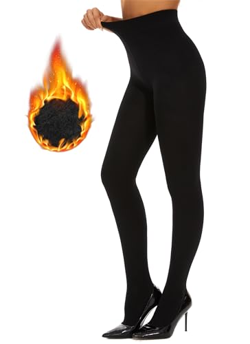 DUCMODA Thermo Strumpfhose Damen Extra Warm Gefüttert | Dicke Weiche Fleece-Innenfutter Winterstrumpfhose Formend mit Hohem Bund, Bequem, Blickdicht für Kälte Tage Schwarz l-xl von DUCMODA