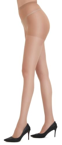 DUCMODA Strumpfhosen Damen 20D Matt Fein-Strumpfhose Transparent Seidenglatt Control Komfortbund mit Verstärkten Zehen,Hautfarbe XL von DUCMODA