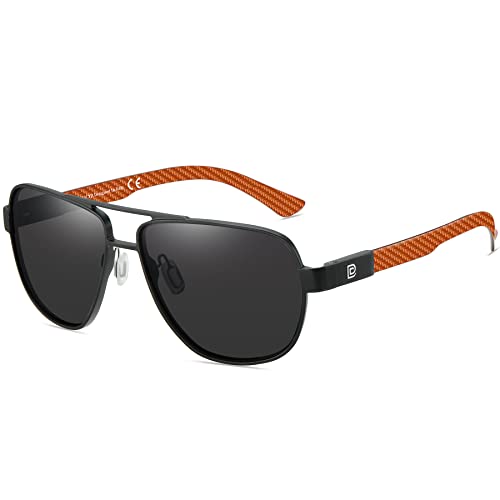 DUCO Cool Sonnenbrille Für Männer Polarisierte Sonnenbrille Männer UV-Schutz Kohlefaser Tempel Herren Sonnenbrille Für Fahren 3051 (Rot Tempel Grau Linse) von DUCO