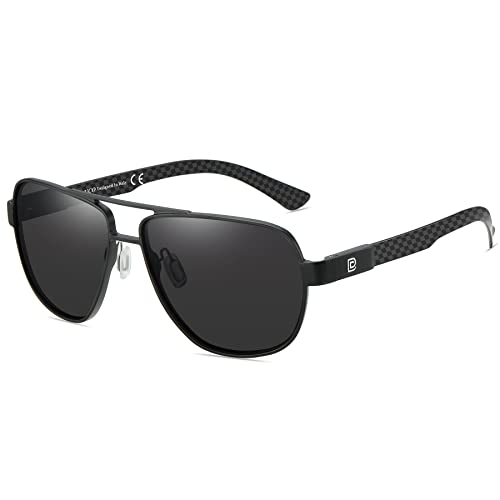 DUCO Cool Sonnenbrille Für Männer Polarisierte Sonnenbrille Männer UV-Schutz Kohlefaser Tempel Herren Sonnenbrille Für Fahren 3051 (Schwarz Rahmen Grau Linse) von DUCO