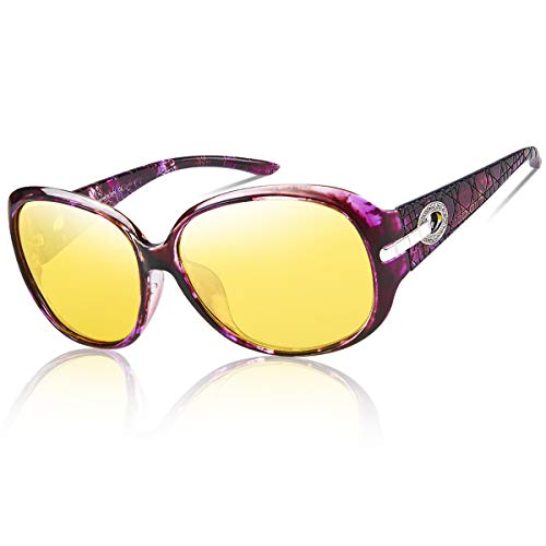 DUCO Damen HD nacht brille für autofahrer frauen Elegante Ovale Nachtfahrbrille 6214Y (Tortoise) von DUCO